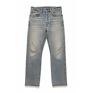 Vintage Levi's 501 Light Wash Denim Straight Leg Jeans Button Fly Raw Hem 26x26